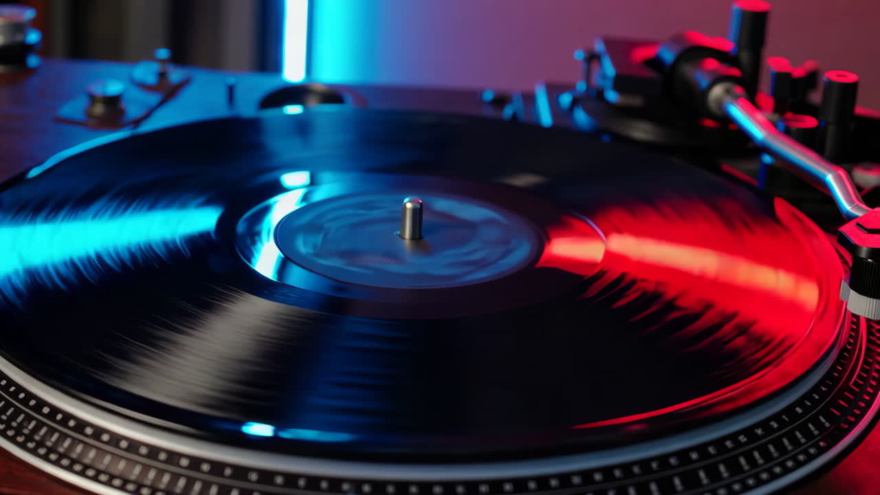 Vintage Record Player with Neon Lights