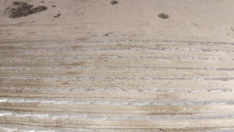 aerial view of farmland with tractor and workers planting crops