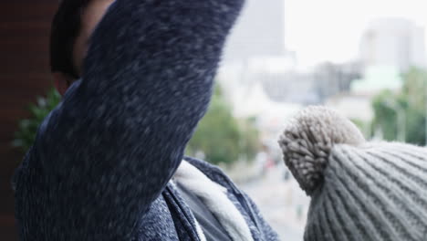 couple with face mask for covid clapping hands