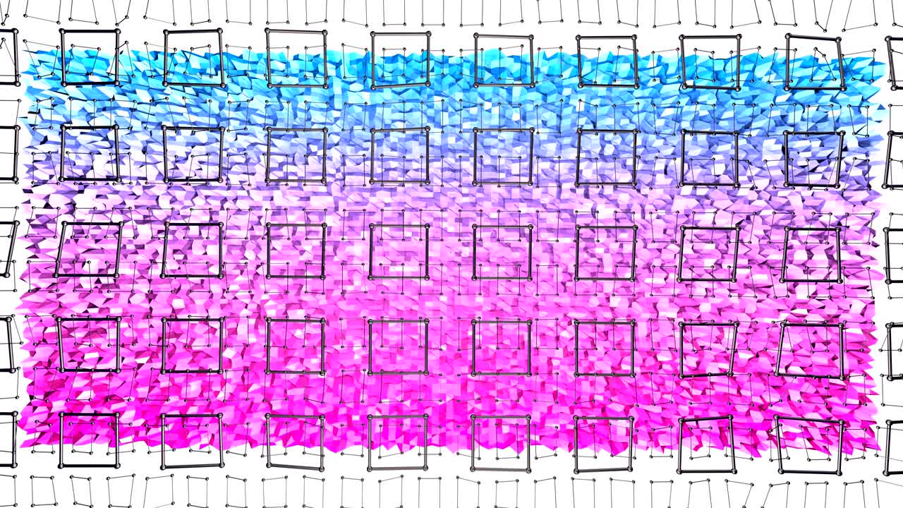 animación de fondo de baja poli 4k en bucle. animación 3d sin costuras en estilo moderno geométrico de baja poli con colores de gradiente. fondo creativo simple. v 1 plano rojo azul con cuadrícula