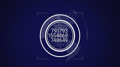 animación del procesamiento de datos y números sobre el escaneo de alcance