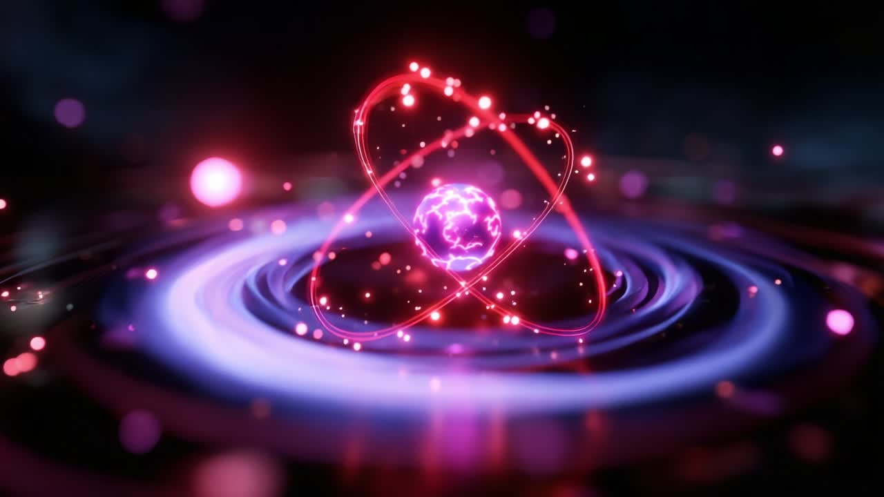 A Stunning Visual Representation of Atomic Structure: Illustrated with Vibrant Colors, the Image Captivates the Essence of Science and Nature, Showcasing the Dynamic Energy and Intricacies of Atoms in Motion