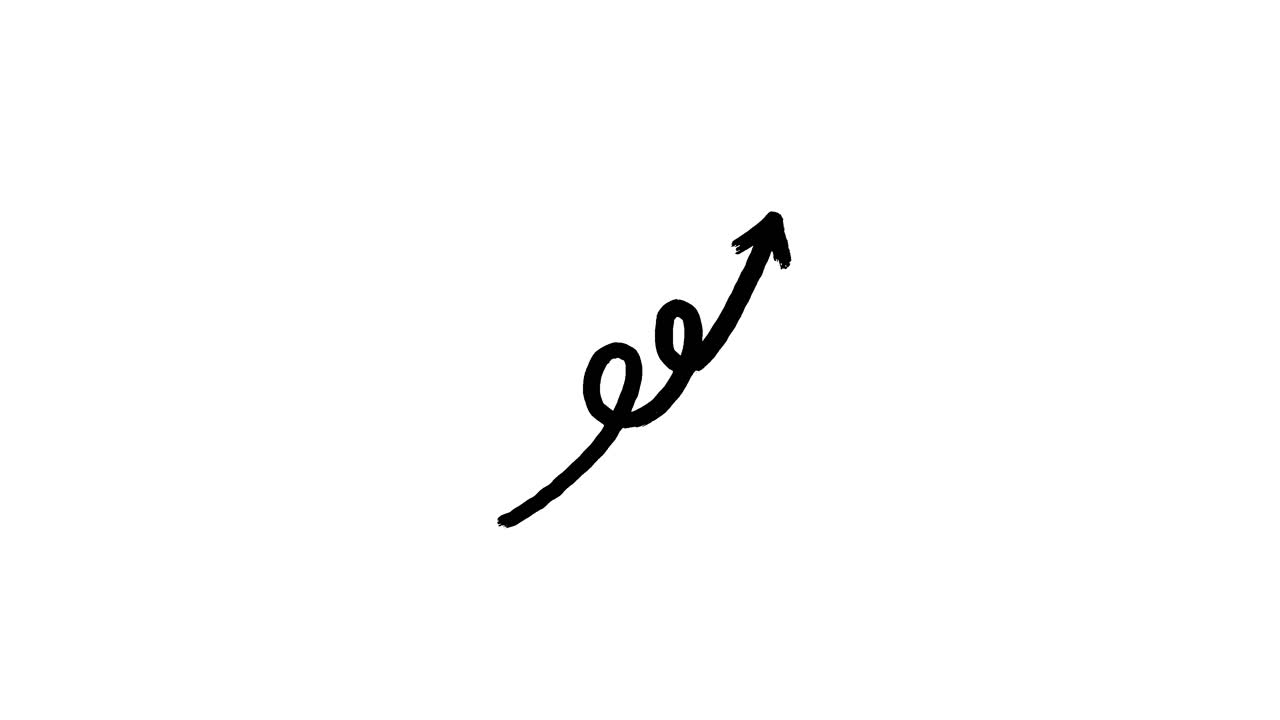 Animated Hand-Drawn Wavy Arrow Pointing Up on White Background