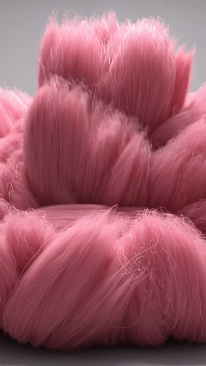Primo piano astratto di fibre rosa soffici che si muovono organicamente