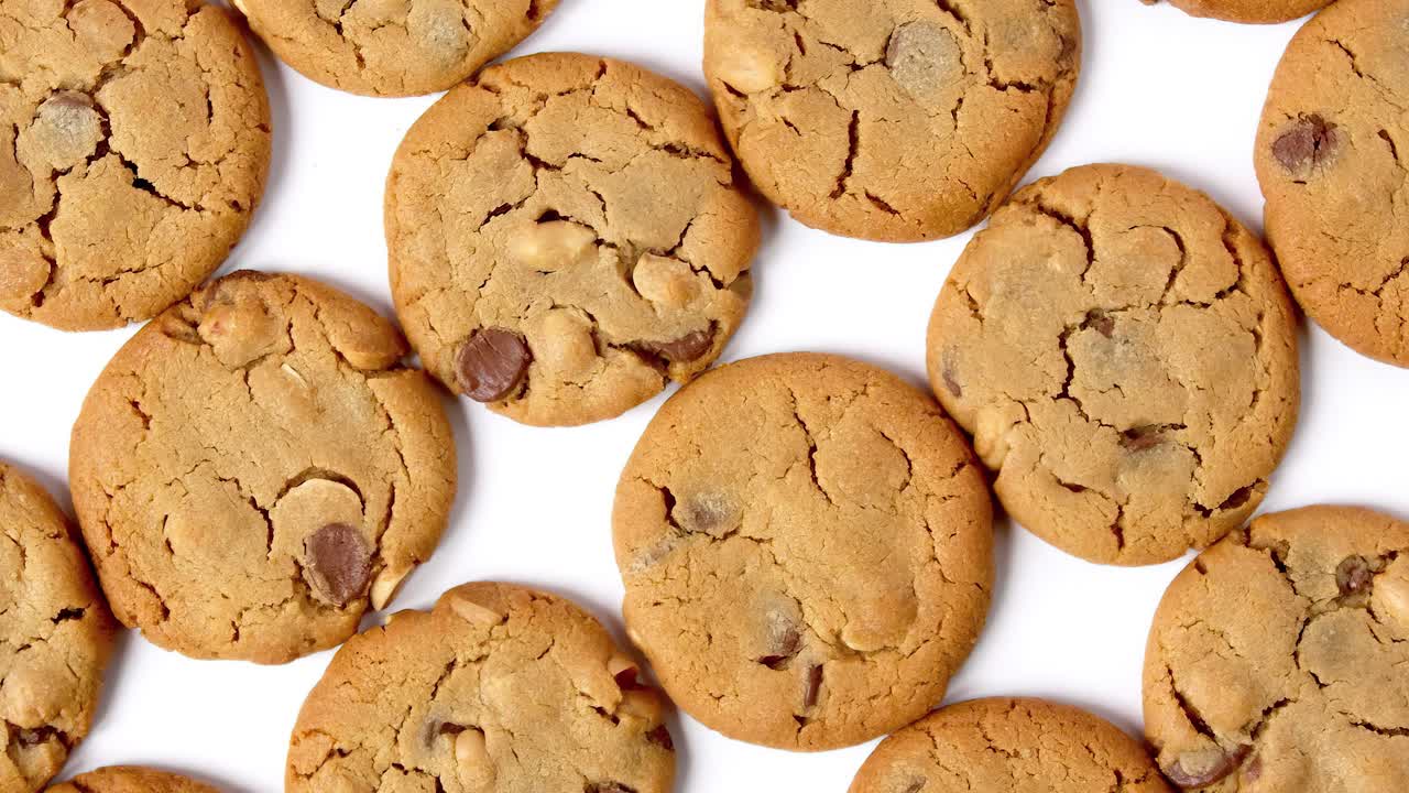Chocolate Cookies rotates on White Background