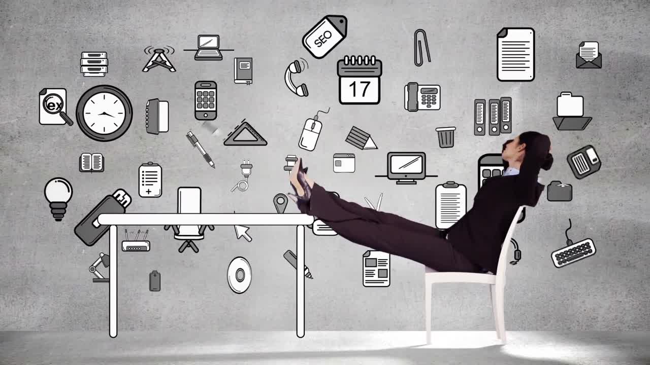 Smiling businesswoman relaxing herself