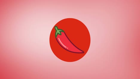 Animation-of-chilli-pepper-icon-on-red-background