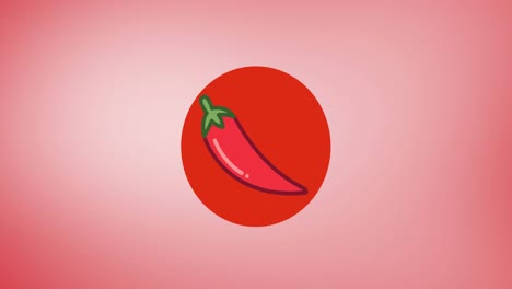 animación del icono de la pimienta de chile en fondo rojo