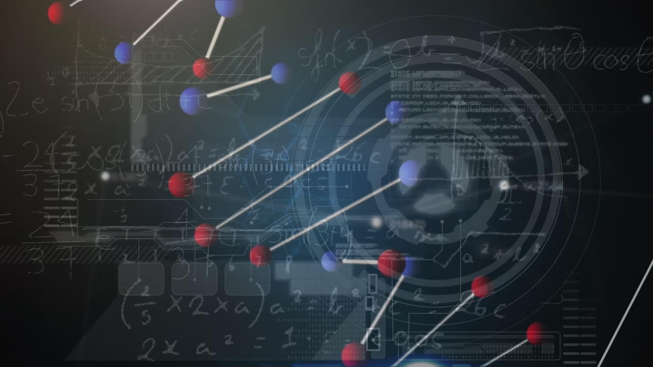 데이터 처리의 애니메이션, 검은색 배경의 dna