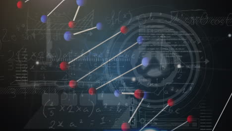 Animation of data processing, dna on black background