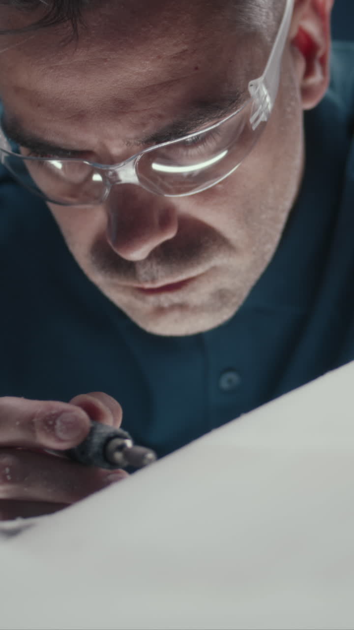 Close-up of a Craftsman Working on a Material