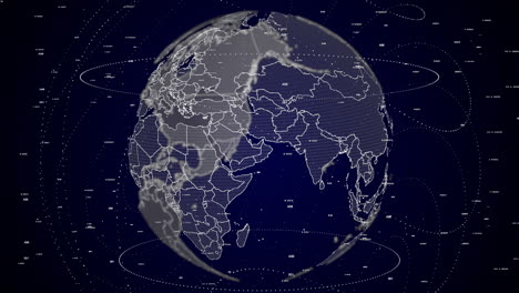 digital-globe-rotating,-zooming-in-on-United-Arab-Emirates-country