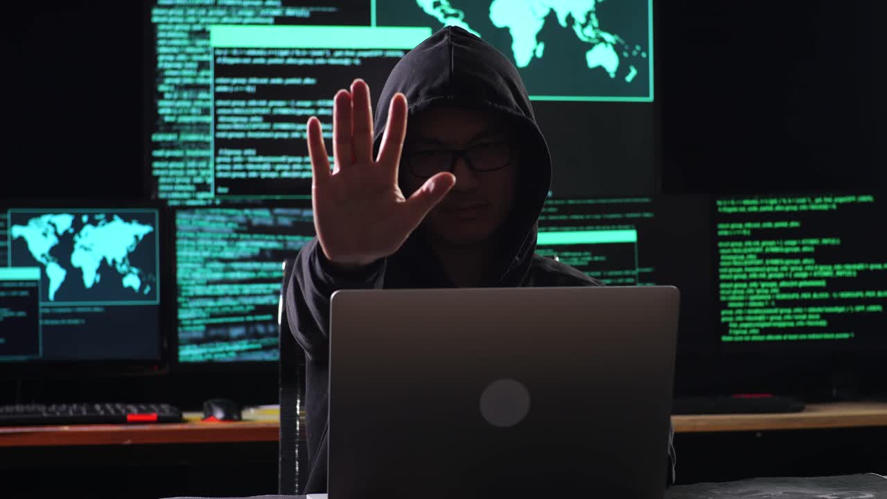 mostrando el hacker de gesto de parada