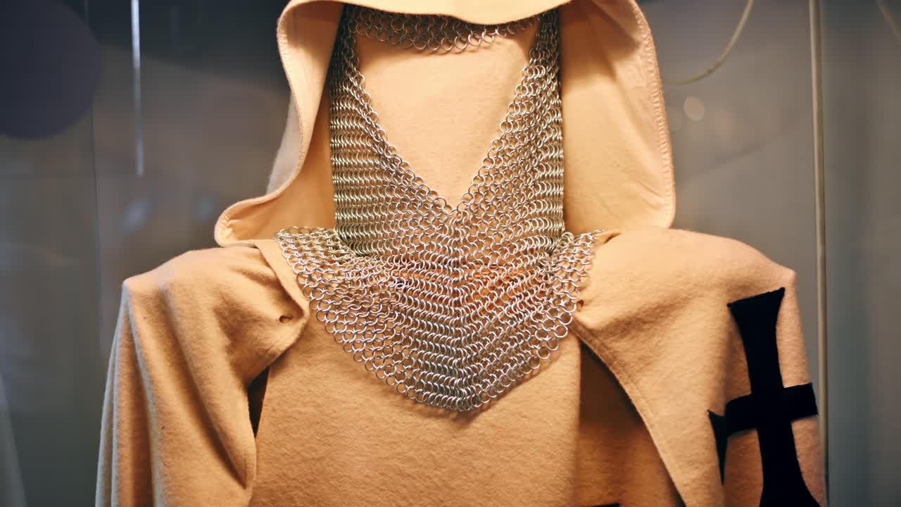 Exhibit in the museum of the Bran Castle, Romania. Close view of a medieval clothing with armor