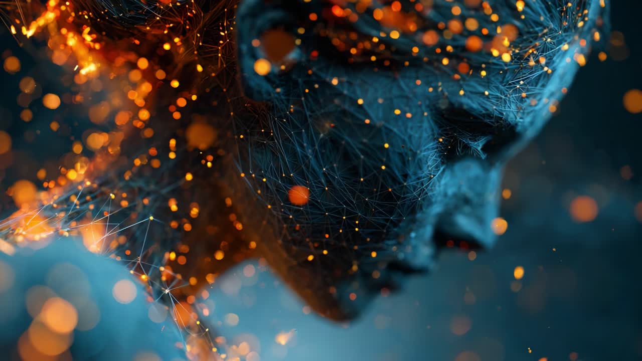 An Enigmatic Portrait of a Female Figure Embellished with Ethereal Energy and Intricate Patterns, Capturing the Essence of Digital Artistry and Human Emotion Exuding Mystique and Wonder