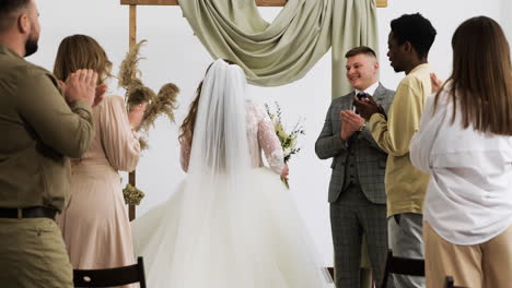 people receiving the bride