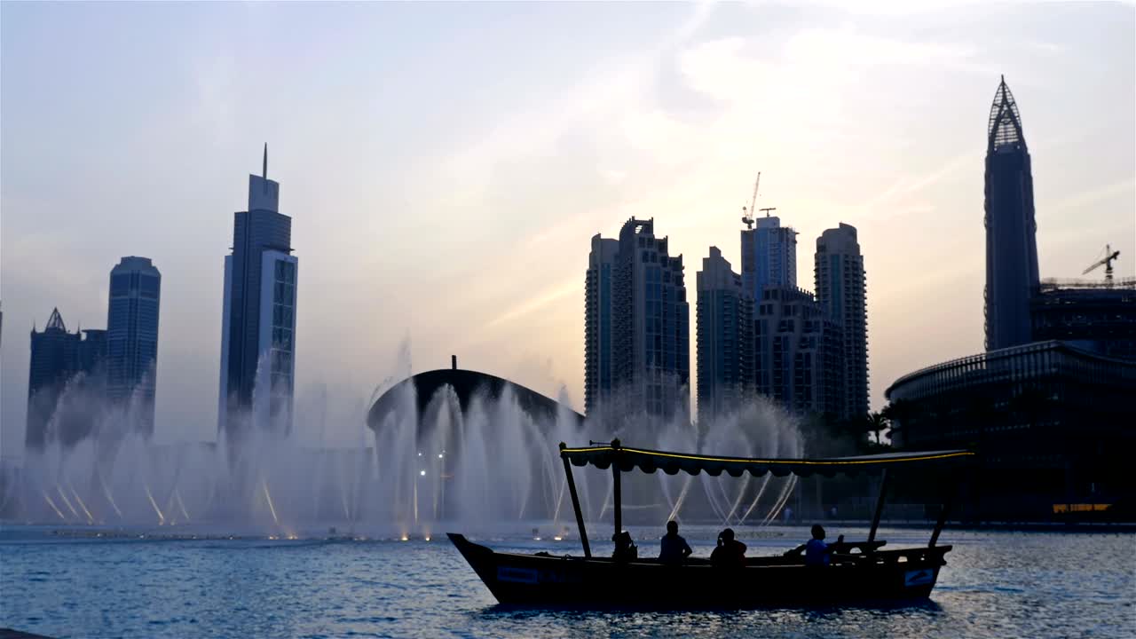 Beautiful Dubai Fountain at evening