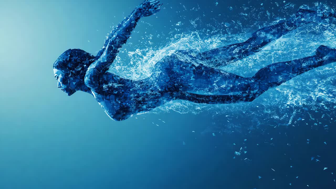 Abstract Blue Liquid Flowing Form