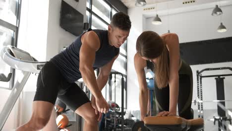 personal training session with dumbbells