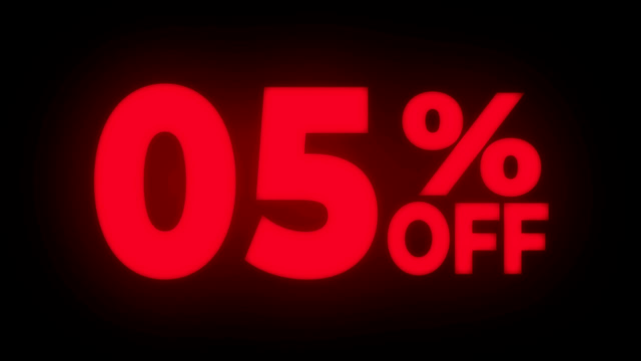 05% di sconto Testo Loop Promozionale Display Sfarfallante