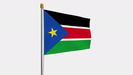 loop video of south sudan flag  fluttering in the wind, slow motion video of 4k , with alpha channel