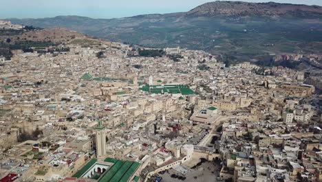 aerial view of old medina in fes, morocco