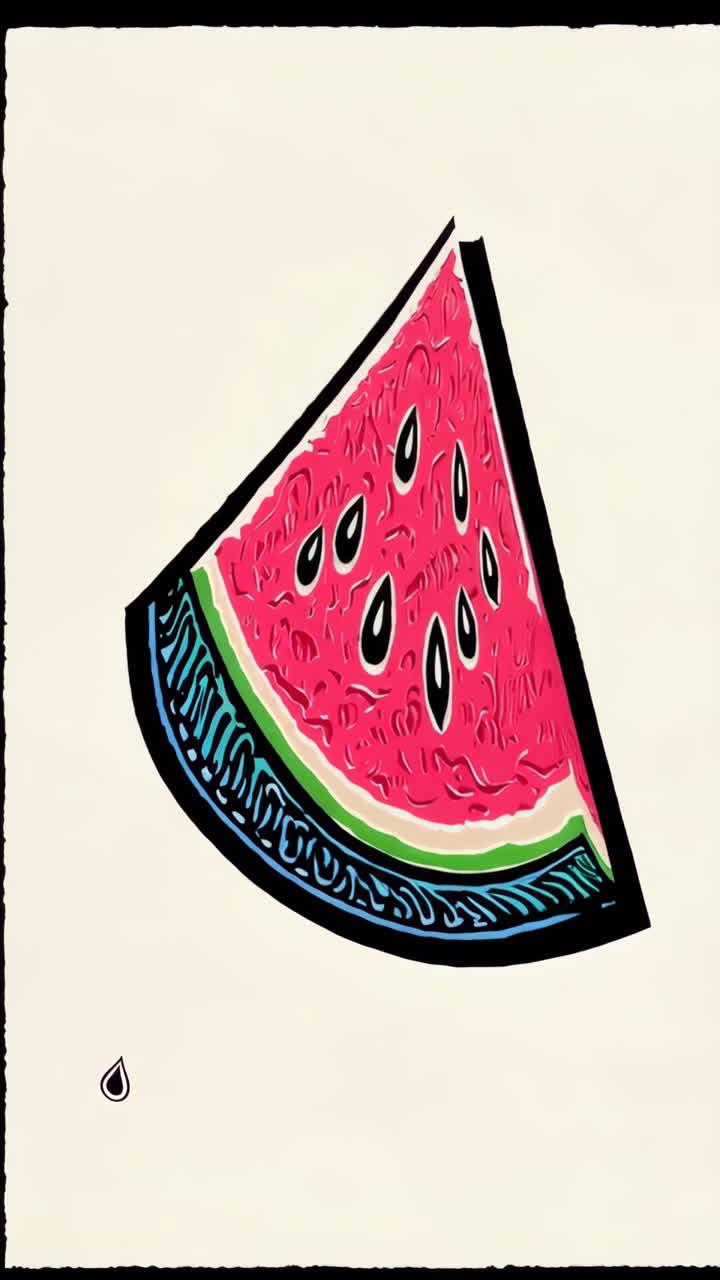 Stylized Watermelon Linocut Art Collection