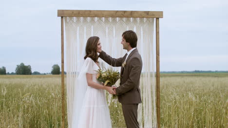 romantic couple in fall field