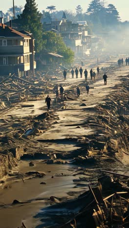 coastal devastation along the shoreline after a recent storm