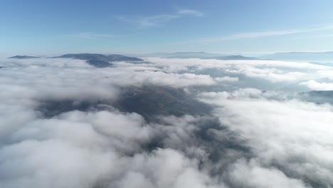 over the clouds drone shot