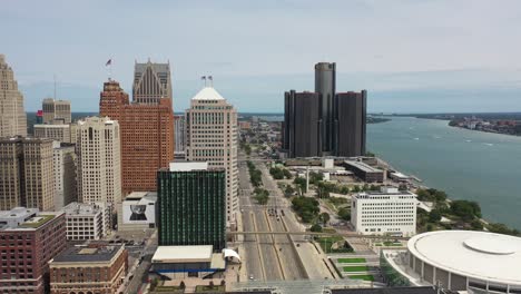 vídeo aéreo 4k del horizonte de detroit