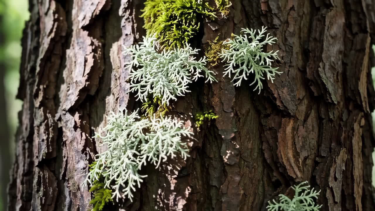 Lichen and Moss Growth on Tree Bark