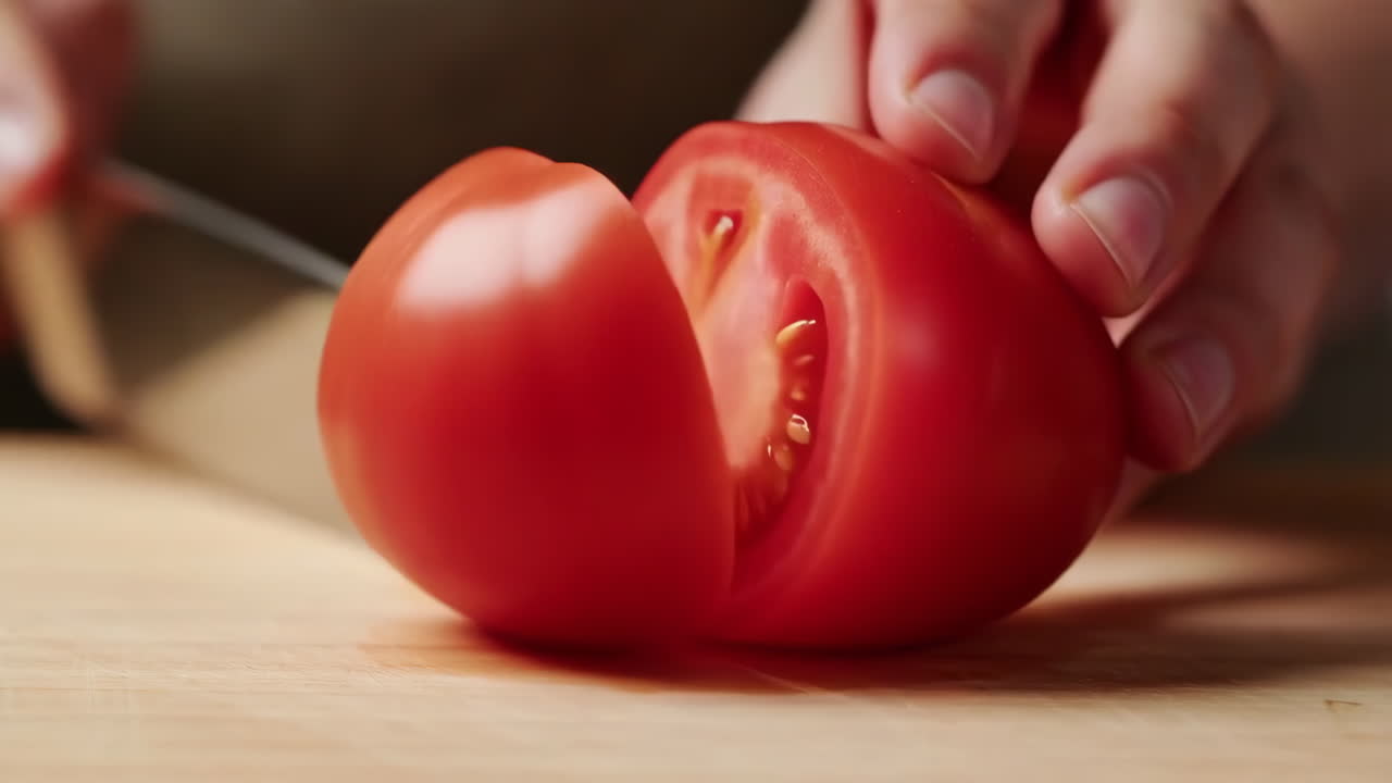 토마토를 잘라내는 것