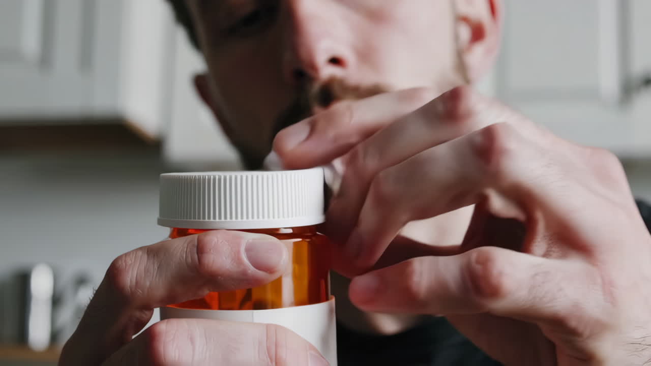 Person opening a pill bottle