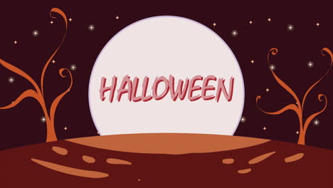 happy halloween lettering in fullmoon animation