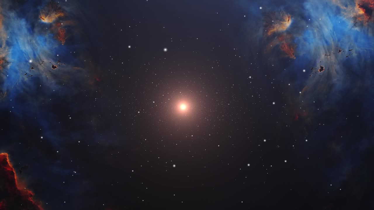 성운 구름 한가운데 밝은 별, 우주