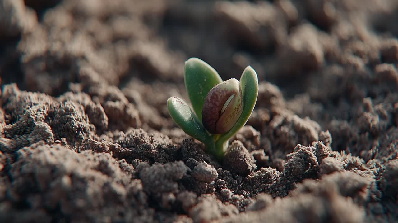 A Close-up View of a Resilient Seedling Emerging from Fresh Soil, Symbolizing Growth, Hope, and the Power of Nature's Cycle in the Perfect Moment of Development