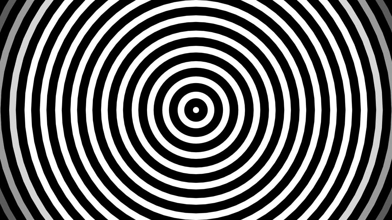 Smooth relaxing abstract background. Animated pulsating circles or radio waves. White and black