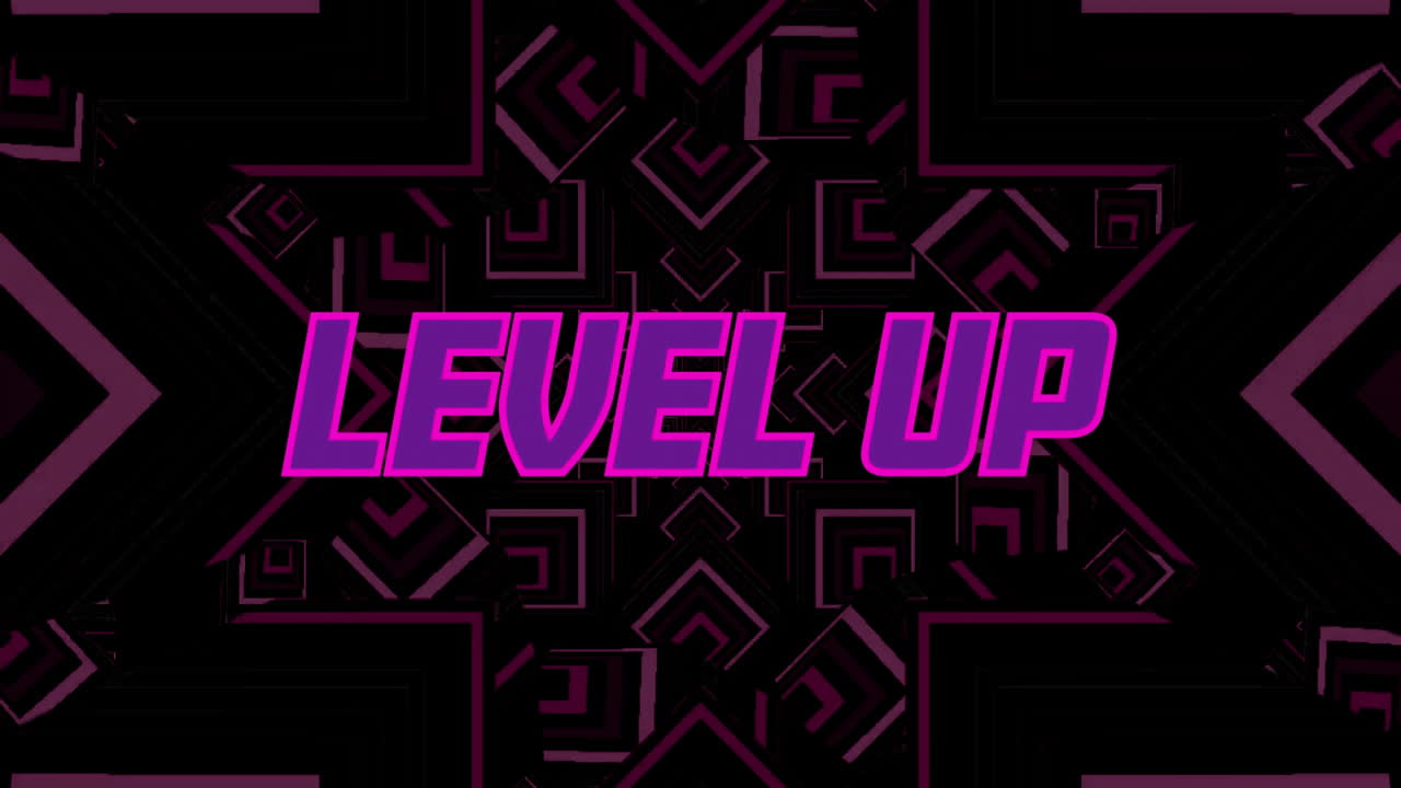 animación de texto de nivel superior sobre el fondo de patrón de neón