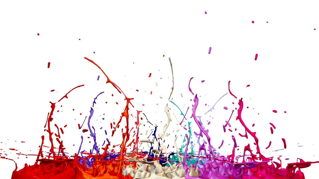 3d paints dance in 4k on white background. Simulation of splashes of ink on a musical speaker that play music. beautiful splashes as a bright background in ultra high quality. Multi-colored V