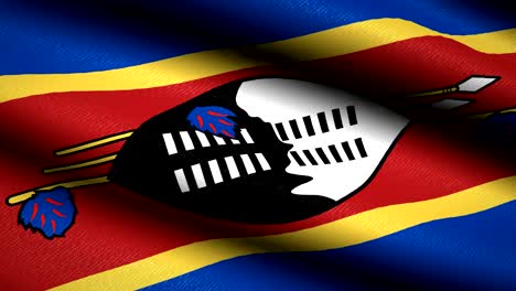 swaziland flag waving textile textured background. seamless loop animation. full screen. slow motion. 4k video