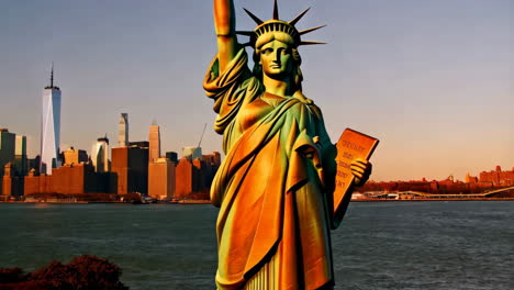 statue of liberty and new york city skyline