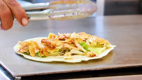 chicken shawarma on tortilla