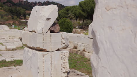 ancient marble stones in the temple of artemis in sardis