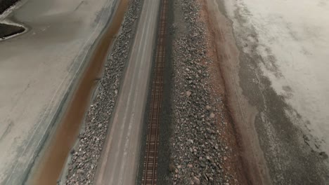 REVEAL-WITH-TILT-UP-OF-RAILWAY-CROSSING-GREAT-SALT-LAKE-IN-UTAH