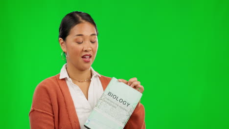 woman, presentation and biology textbook