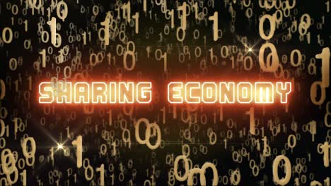 golden sharing economy concept with digital code