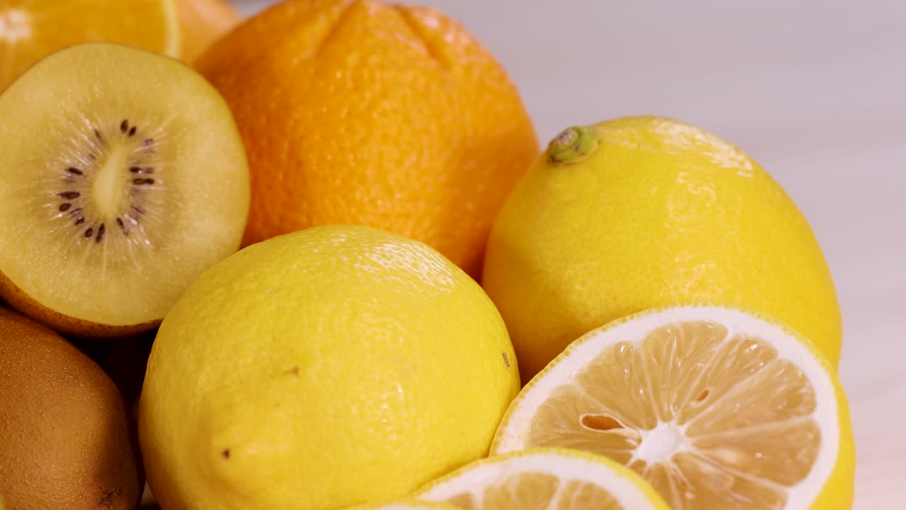 A vibrant assortment of fresh, sliced fruits