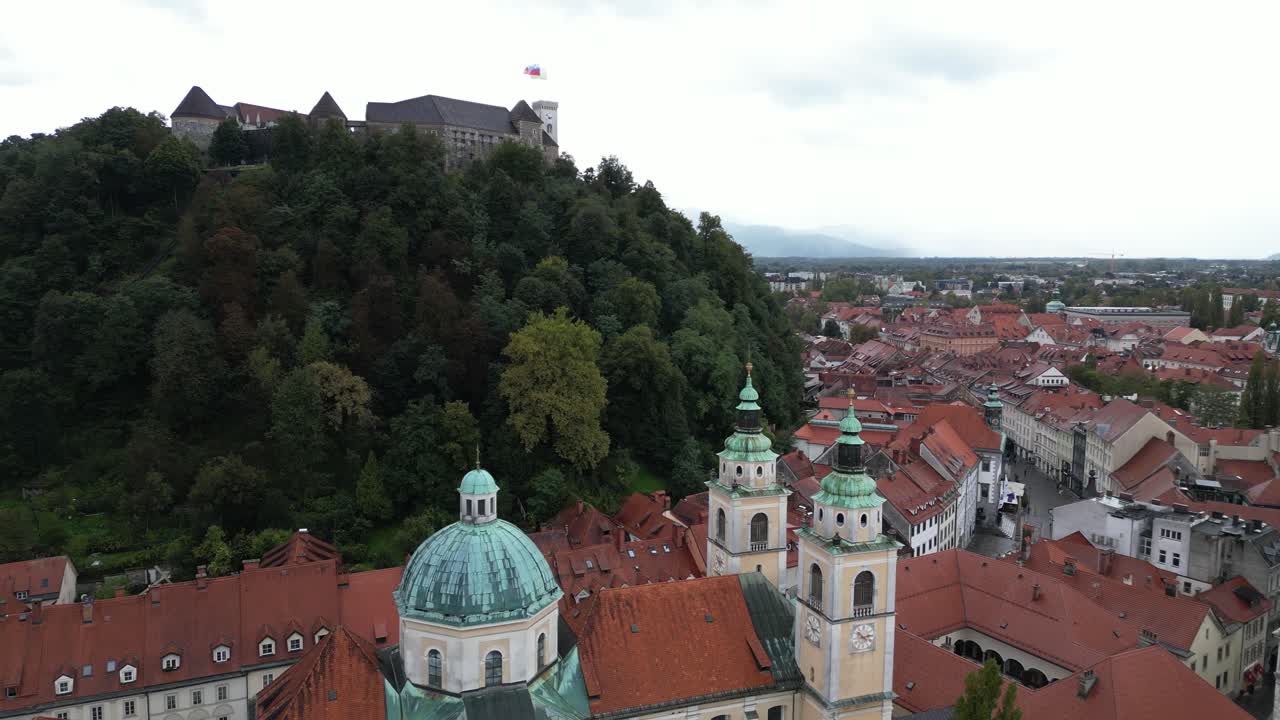 Aerial View of Ljubljana Castle and Cityscape, Slovenia
