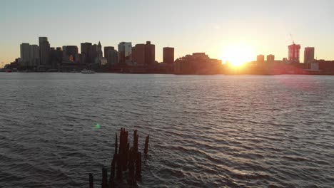 boston skyline at sunset